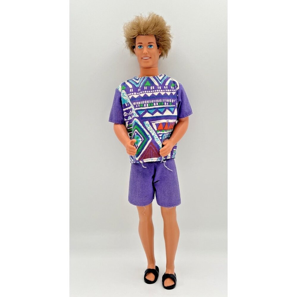 "90s Ken Doll Big Brother 1990's Rooted Hair Blue Eyes Re-Dressed Tiki Outfit"